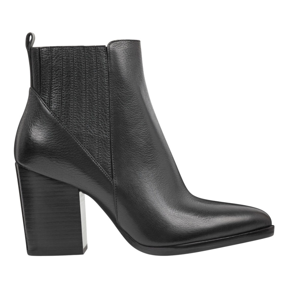 Marc Fisher Alva Pointy Toe Leather Bootie in Black
